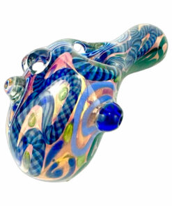 Shop Worked Dichro Multi Colored Glass Hand Pipe in australian