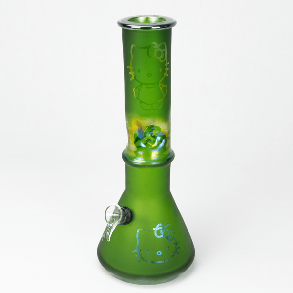 Shop GLASS BONG- HIGH KITTY 30.5cm MATTE GREEN S/GLASS in australian