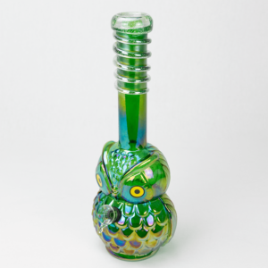 Shop GLASS BONG-NIGHT WATCHER OWL 33.5cm OIL SLICK GREEN S/GLASS in australian