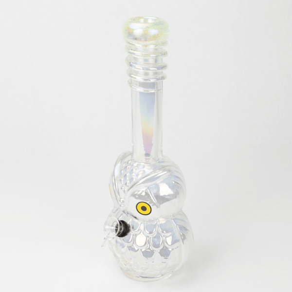 Shop GLASS BONG-NIGHT WATCHER OWL 33.5cm OIL SLICK WHITE S/GLASS in australian