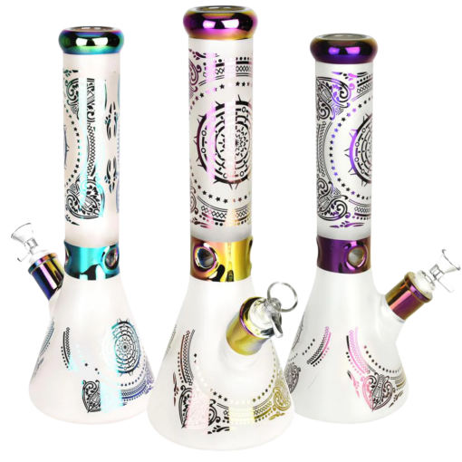 Shop Rainbow Foil Mandala Frosted Water Pipe in australian