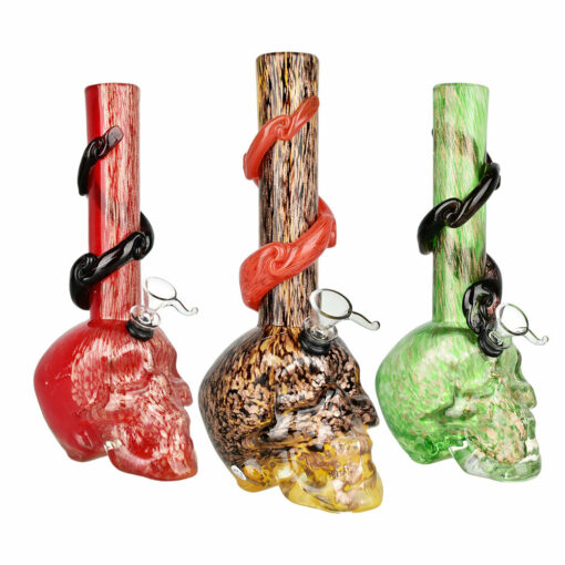 Shop Sacred Skull Soft Glass Water Pipe - 10.5 Inches Tall in australian