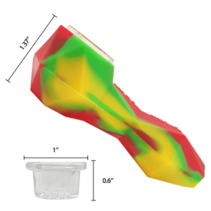 Shop SILICONE PIPE- DIAMOND RASTA W/GLASS BOWL 10cm WAXMAID in australian