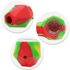 Shop SILICONE PIPE- DIAMOND RASTA W/GLASS BOWL 10cm WAXMAID in australian