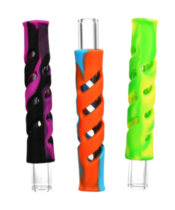 Shop Swirled Silicone Wrapped Glass Taster Chillum in australian