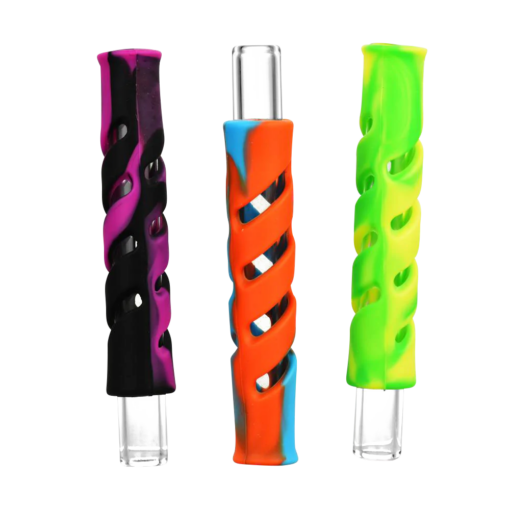 Shop Swirled Silicone Wrapped Glass Taster Chillum in australian