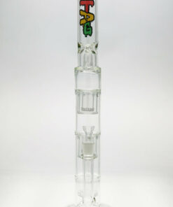 Shop Thick Ass Glass 21" Rasta Triple Showerhead Bong w/ Dome Guard 18MM in australian