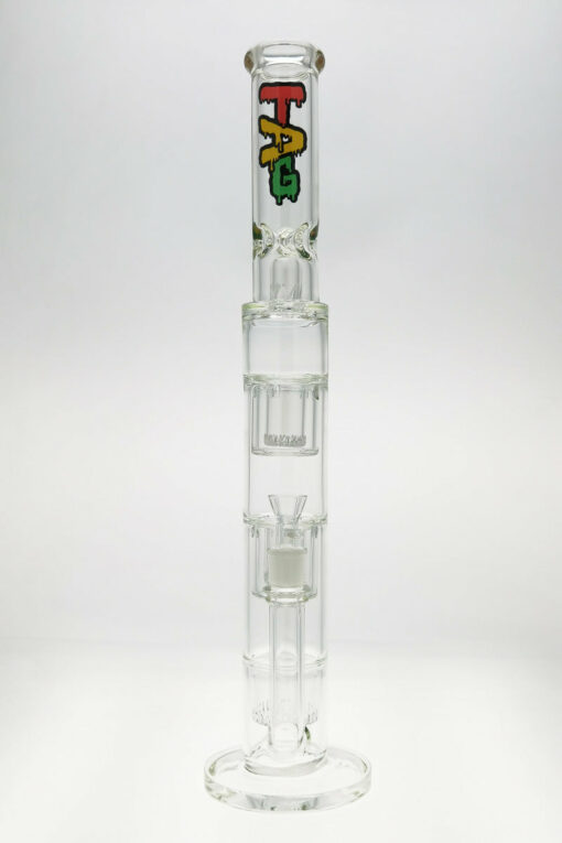 Shop Thick Ass Glass 21" Rasta Triple Showerhead Bong w/ Dome Guard 18MM in australian