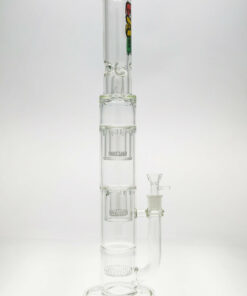 Shop Thick Ass Glass 21" Rasta Triple Showerhead Bong w/ Dome Guard 18MM in australian