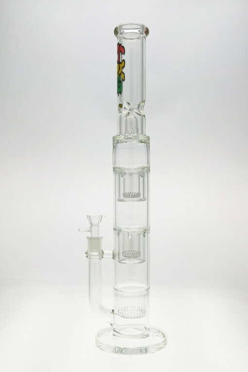 Shop Thick Ass Glass 21" Rasta Triple Showerhead Bong w/ Dome Guard 18MM in australian