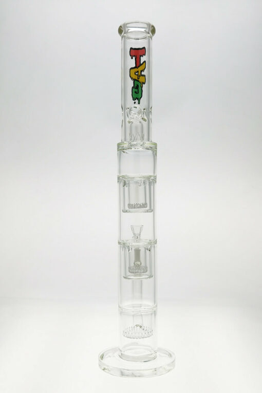 Shop Thick Ass Glass 21" Rasta Triple Showerhead Bong w/ Dome Guard 18MM in australian