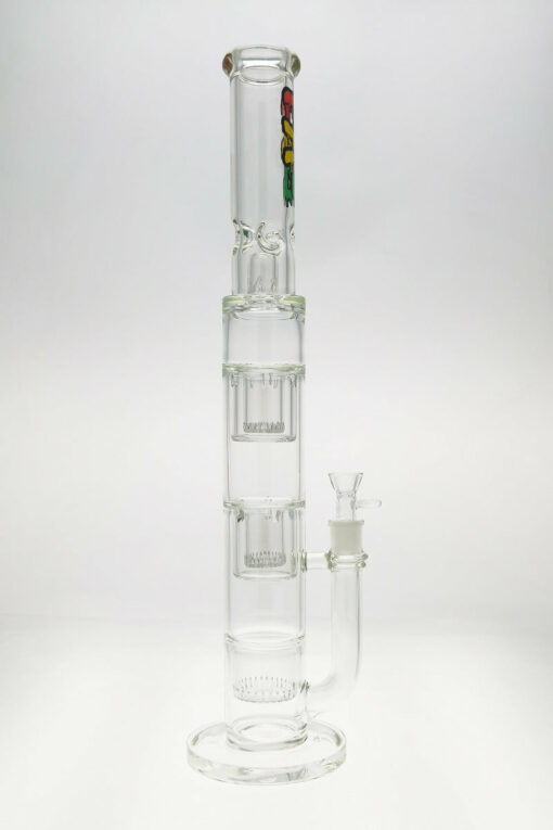 Shop Thick Ass Glass 21" Rasta Triple Showerhead Bong w/ Dome Guard 18MM in australian