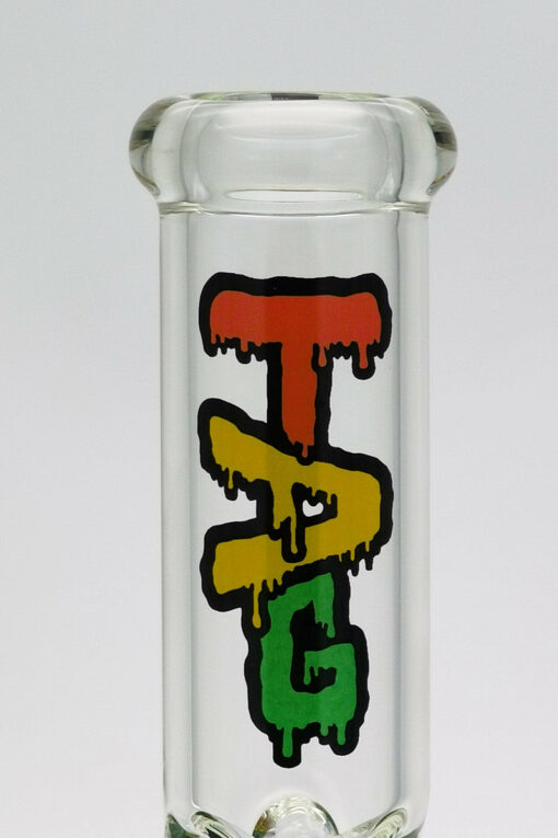 Shop Thick Ass Glass 21" Rasta Triple Showerhead Bong w/ Dome Guard 18MM in australian