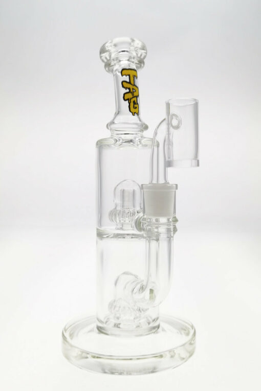 Shop Thick Ass Glass 9" Vibrant Yellow Bent Neck Bong w/ Double UFO Perc in australian