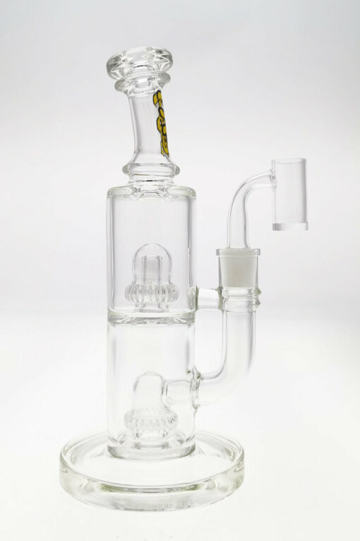 Shop Thick Ass Glass 9" Vibrant Yellow Bent Neck Bong w/ Double UFO Perc in australian