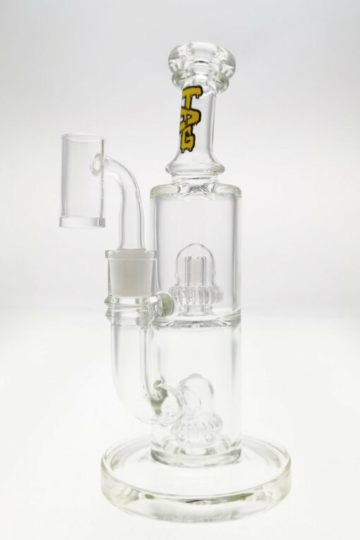 Shop Thick Ass Glass 9" Vibrant Yellow Bent Neck Bong w/ Double UFO Perc in australian