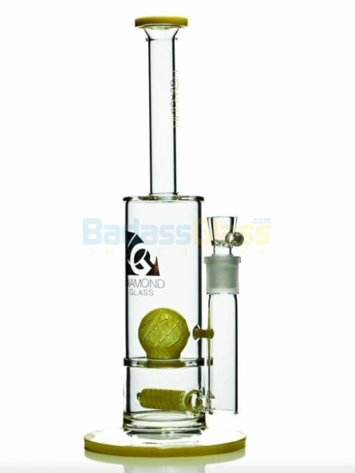 Shop Yellow Gridded Stem line to Ball Waterpipe By Diamond Glass in australian